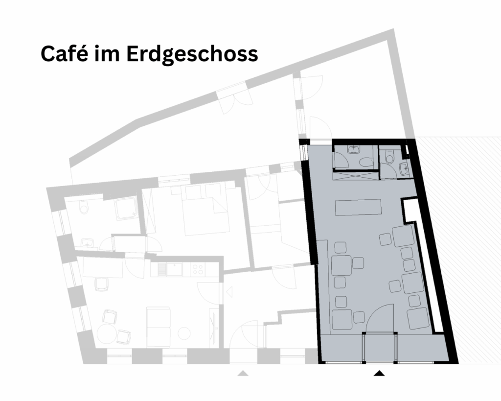 Cafe im Erdgeschoss